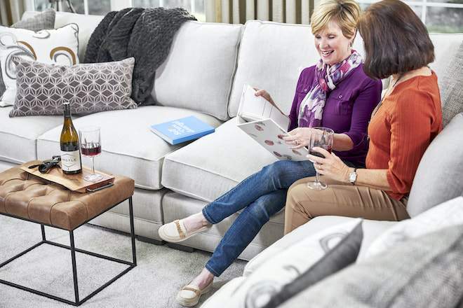 women on sectional couch 