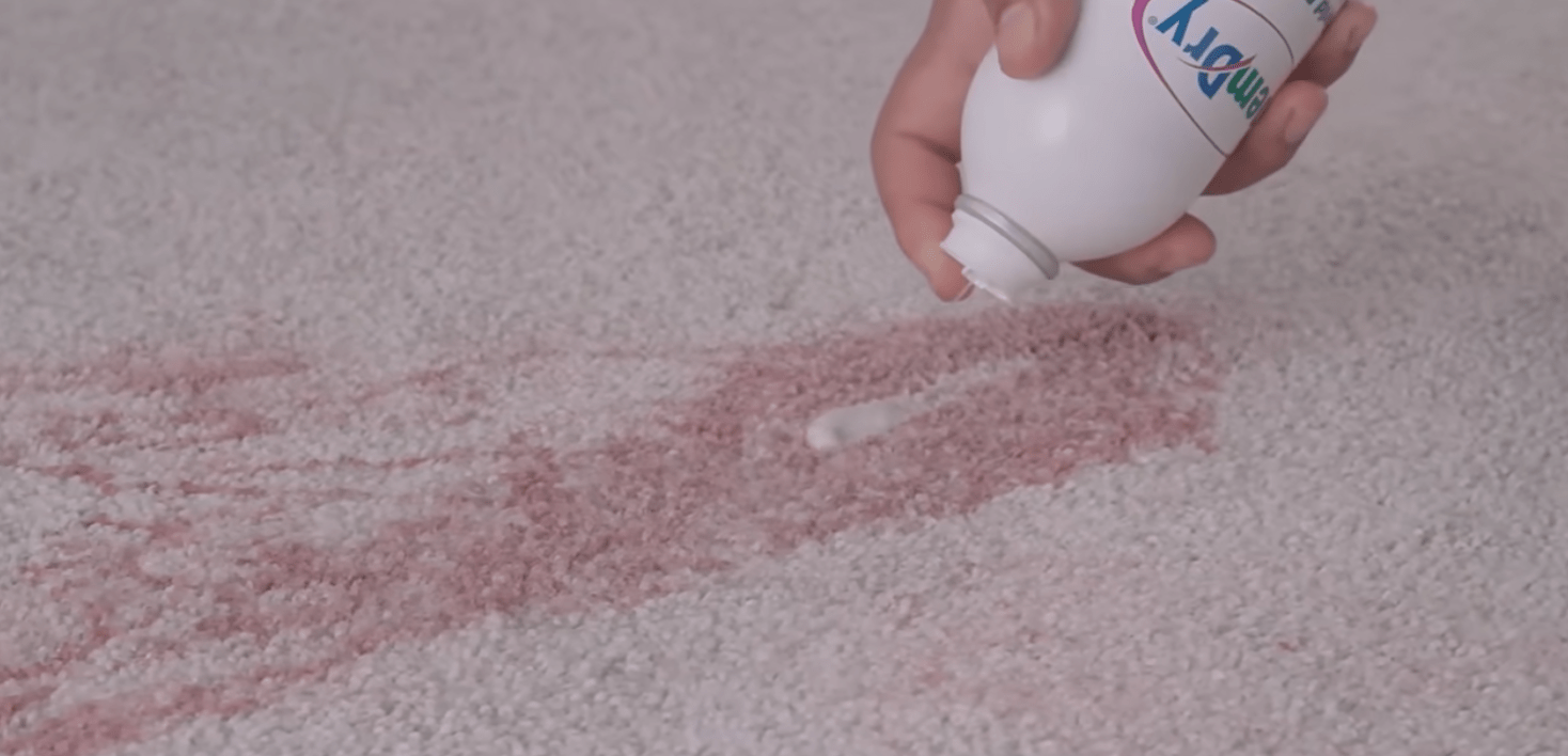 carpet cleaner addressing stain